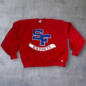 Vintage SF Knights Russell Athletic Red Sweatshirt Crewneck Mens L Made USA